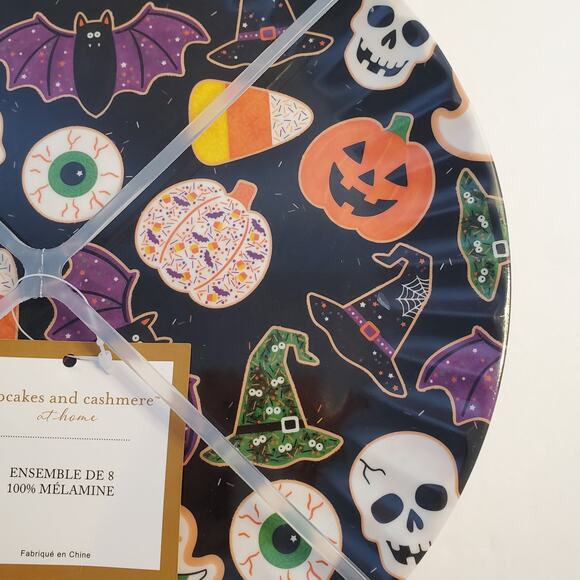Cupcakes & Cashmere Set of 8 Melamine Halloween Plates Black 10.25 in New - Picture 9 of 15